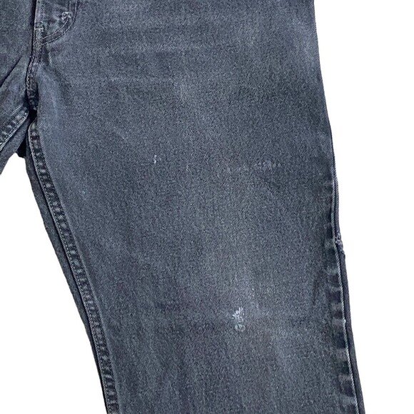 Levis 505 Black Denim Regular Fit Jeans Pants 38 x 32 Distressed - Picture 5 of 16